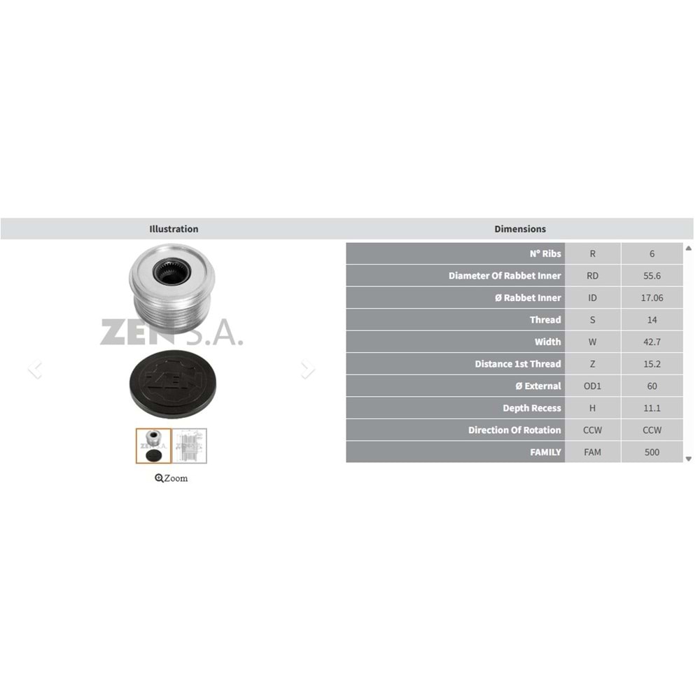 ALT. KASNAK VOLCO S40 - V40 1.6/2.0 (6 KANAL CCW)