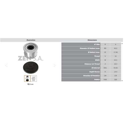 ALT. KASNAK CITROEN C3 1.4 - C4 - C5 1.6 / PEUGEOT 207 - 3008 - 5008 1.6 / MINI COOPER 1.6 / RENAULT TALISMAN 2.