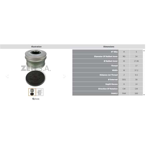 ALT. KASNAK FIAT 500 0.9 - BRAVO - DOBLO - LINEA 1.4 / ALFA ROMEO MITO 0.9 - GIULIETTA 1.4 (5 KANAL)