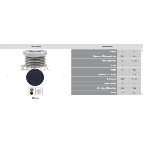 ALTERNATOR KASNAK FORD B MAX - FIESTA - FOCUS 1.0 ECOBOOST (6 KANAL)