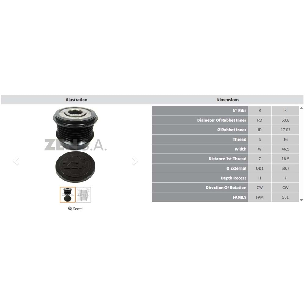 ALTERNATOR KASNAK OPEL ZAFIRA - ASTRA - VECTRA 1.9 CDTI (6 KANAL BENZER ZEN-5532)