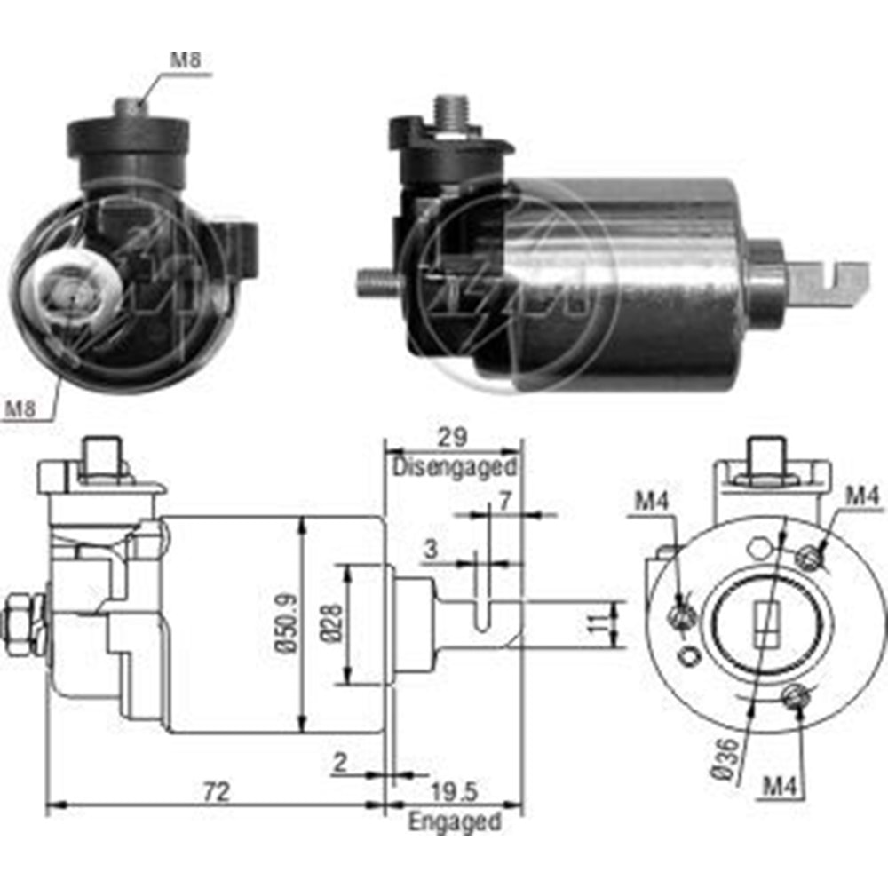 MARS OTOMATIGI 12V HONDA CIVIC Y.M. / 1416 (KISA PISTON)