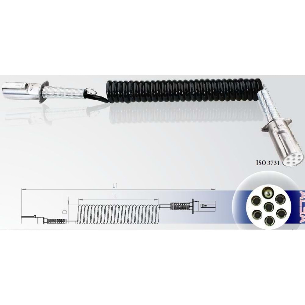 24V KABLOLU METAL ROMORK FISI S TIP CELIK YAY KORUMALI 4.00 MT.