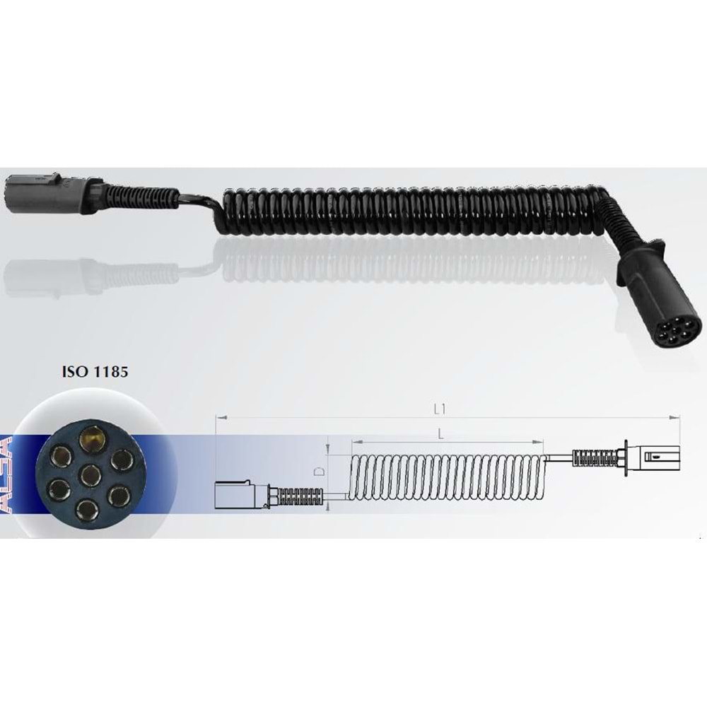 24V KABLOLU PLASTIK ROMORK FISI N TIP PLASTIK YAY KORUMALI 3.50 MT.