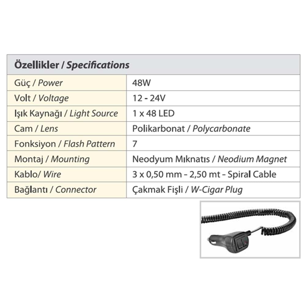 TRAFIK IKAZ LAMBASI LED SARI