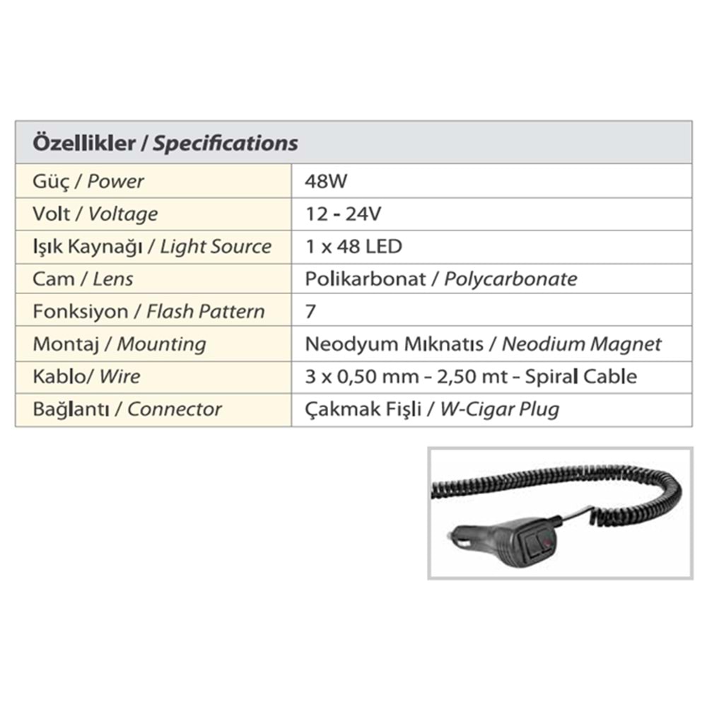 TRAFIK IKAZ LAMBASI LED KIRMIZI KOMPLE SEFFAF
