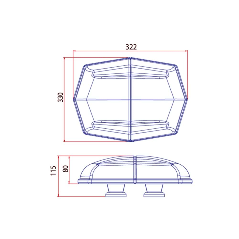 TRAFIK IKAZ LAMBASI LED MAVI KOMPLE SEFFAF
