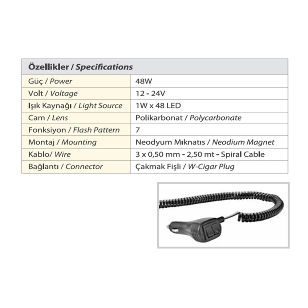TRAFIK IKAZ LAMBASI LED MAVI