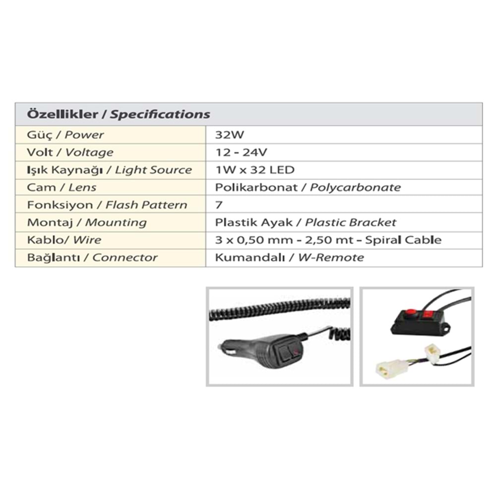 TRAFIK IKAZ LAMBASI LED SARI