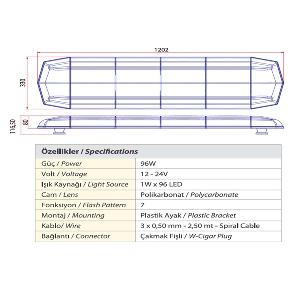 TRAFIK IKAZ LAMBASI LED KIRMIZI