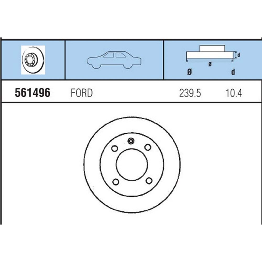 FREN DISKI ON Escort 1,3, 1,3I 90- , FIesta 1.1, 1,3, 1,4, 1.8D, 89-95 DUZ