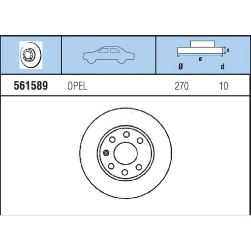 FREN DISKI ARKA TK OPEL CALIBRA 2.0I, 2.0 16V 90>95 VECTRA A 1.8, 2.0I 16V 88>95