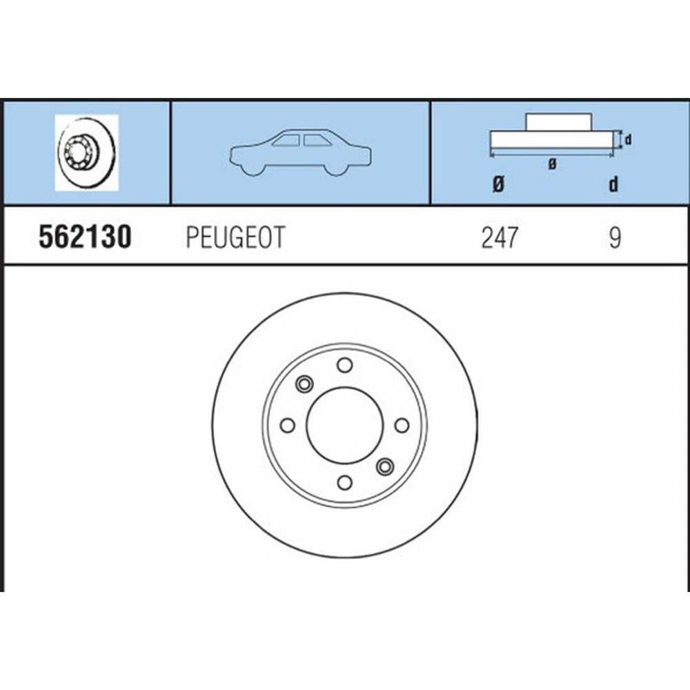 FREN DISKI ARKA TK PEUGEOT 307 1,6 2.0 01>
