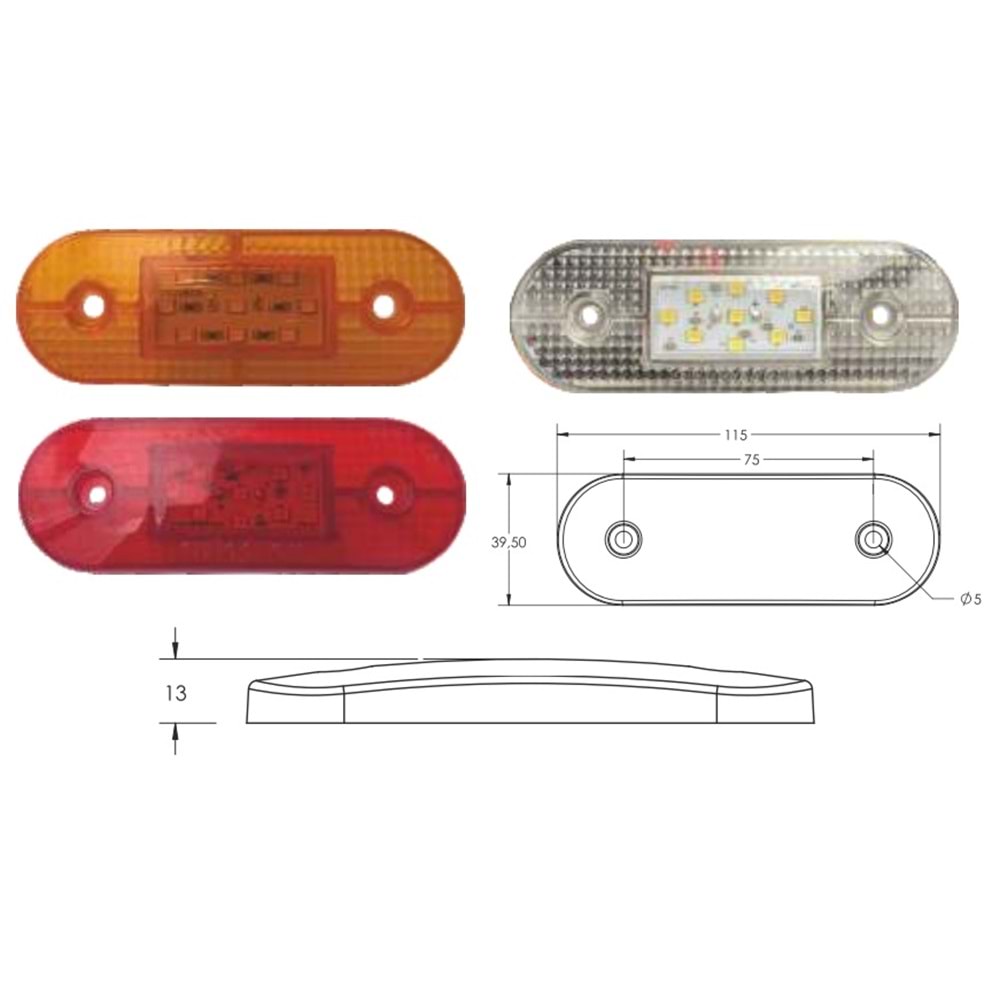 LED YAN POZİSYON LAMBASI 9 LED OVAL