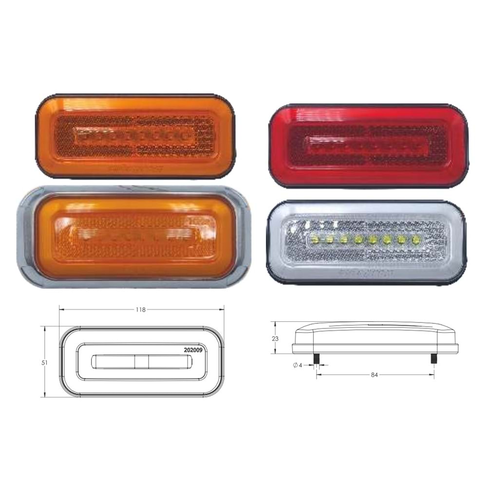 NEON LED YAN POZİSYON LAMBASI ÇAKARLI DÖNERLİ 4 FONKSİYONLU