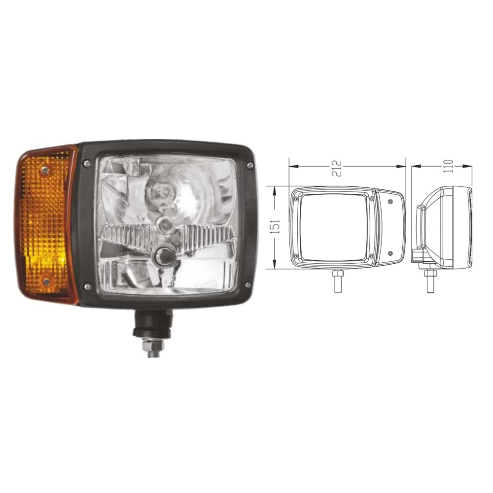 İŞ MAKİNASI ÖN FAR SOKETLİ SOL 12V