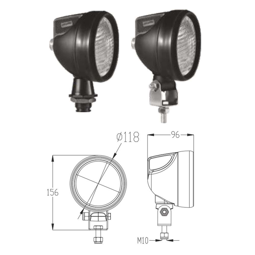 CALISMA LAMBASI KAUCUK CERCEVELI YUVARLAK KABLO CIKISLI 104mm