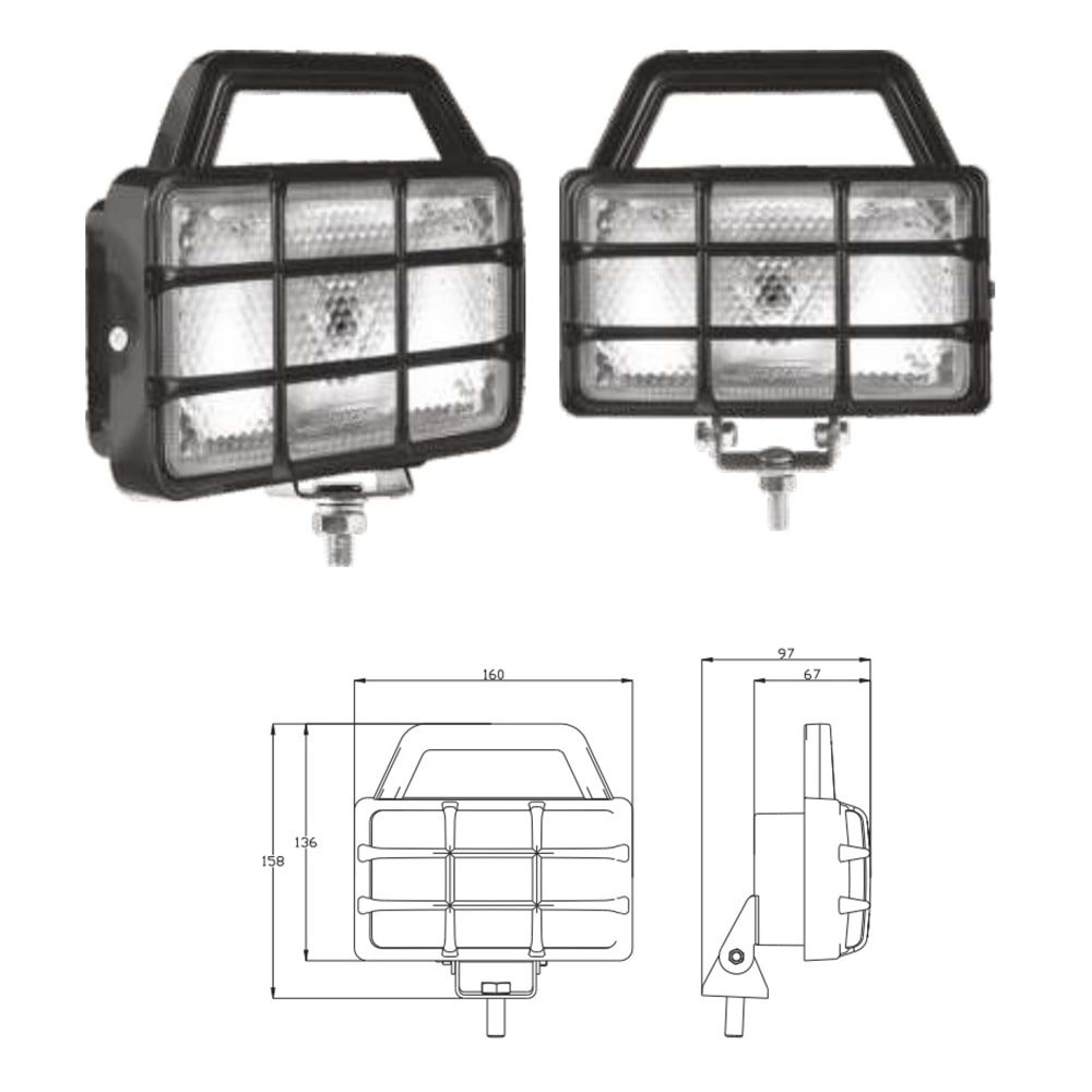 CASLISMA LAMBASI METAL KAFESLI VE KULPLU (12V - 24V)