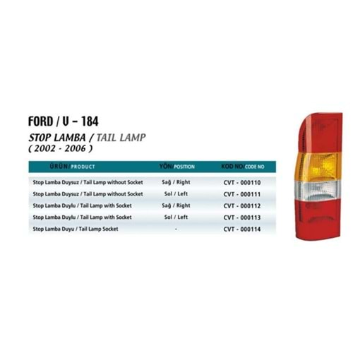 STOP LAMBA DUYSUZ FORD TRANSIT V184 SOL