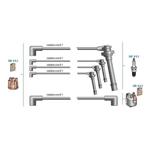 BUJİ KABLOSU SETİ NİSSAN SUNNY 3 DOHC 1.4İ 90 - 95