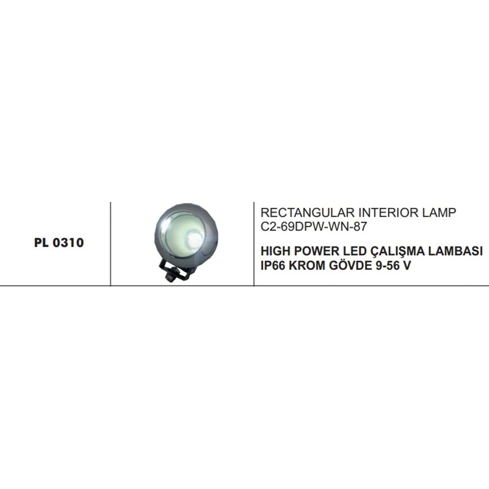 HIGH POWER LED CALISMA LAMBASI IP66 KROM GOVDE 9 56V