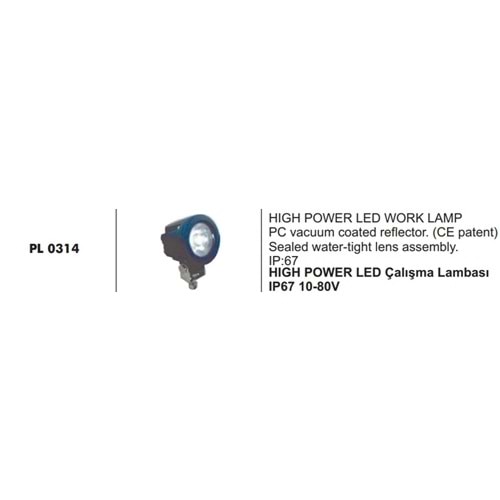 HIGH POWER LED CALISMA LAMBASI IP67 10 80V
