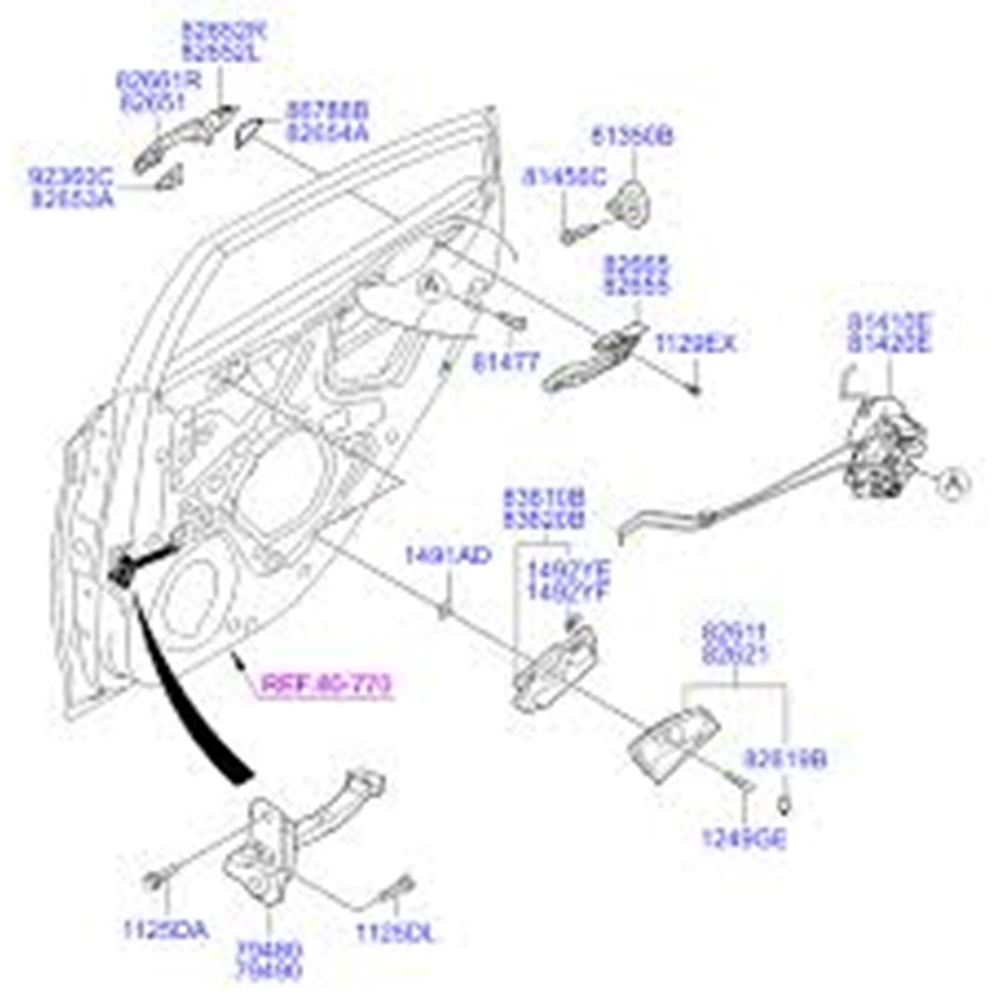 KAPI DIŞ AÇMA KOLU UCU SOL DELİKSİZ ACCENT BLUE 11->