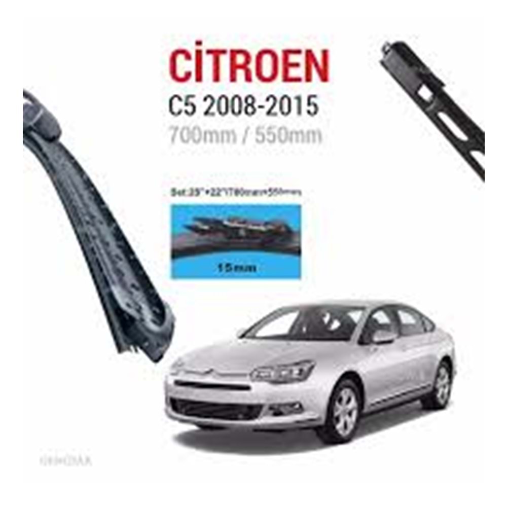 700 - 550 mm BANANA SİLECEK SÜPÜRGESİ CITROEN C5 3 BREAK/SEDAN 2008› SİLECEK SÜPÜRGESİ