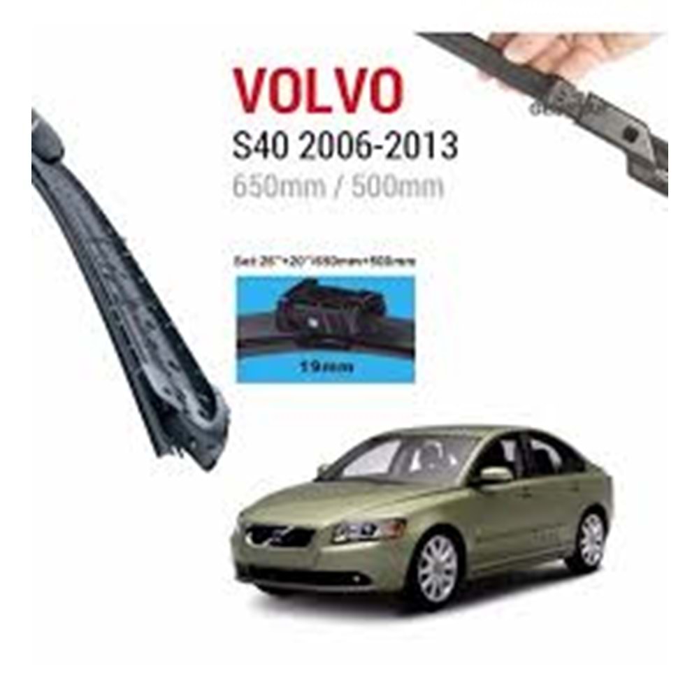 650 - 500 mm BANANA SİLECEK SÜPÜRGESİ VOLVO C30 2006-2012 S40 2 2005-2012 S60 2 2010› S80 2 2006› V5