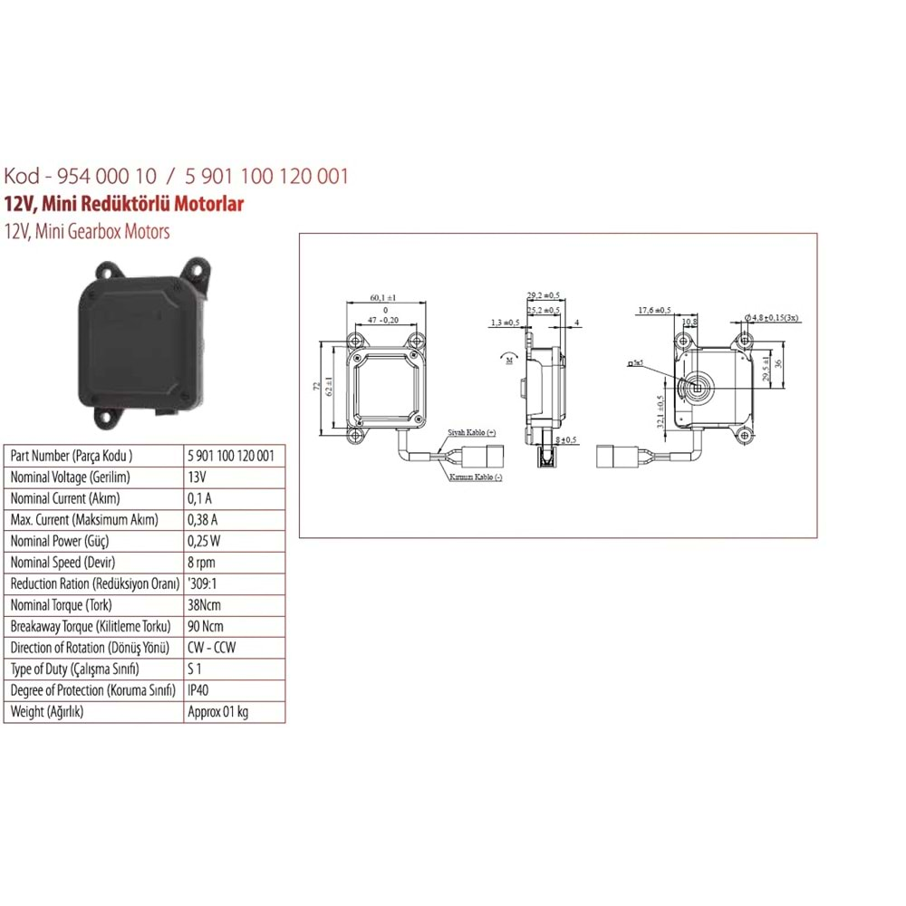 12V KOMPLE KLAPE MOTORU