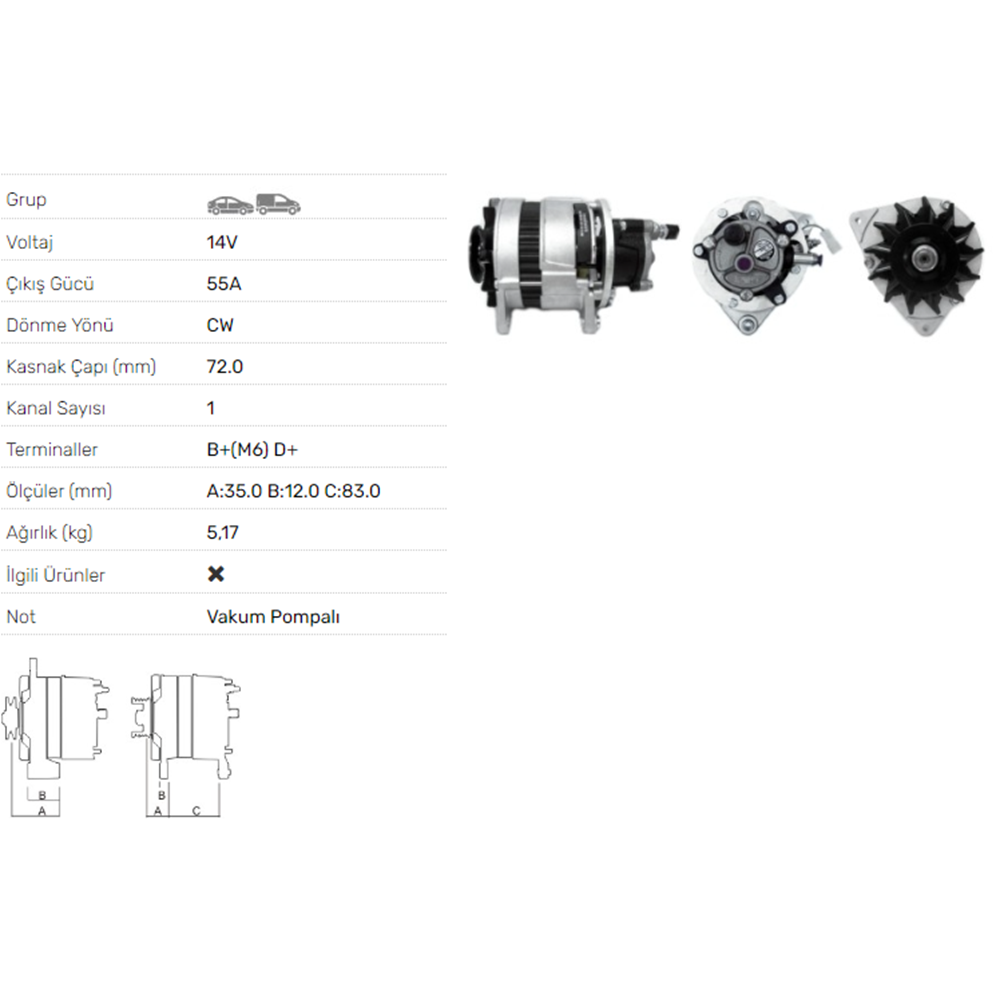 ALT DINAMO A127 LEVENT EK20068