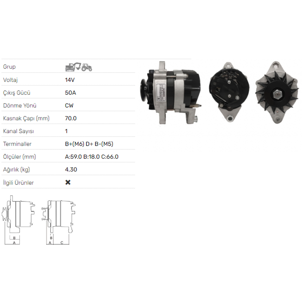 ALT DINAMO A 115 50A MF.TRAKTO