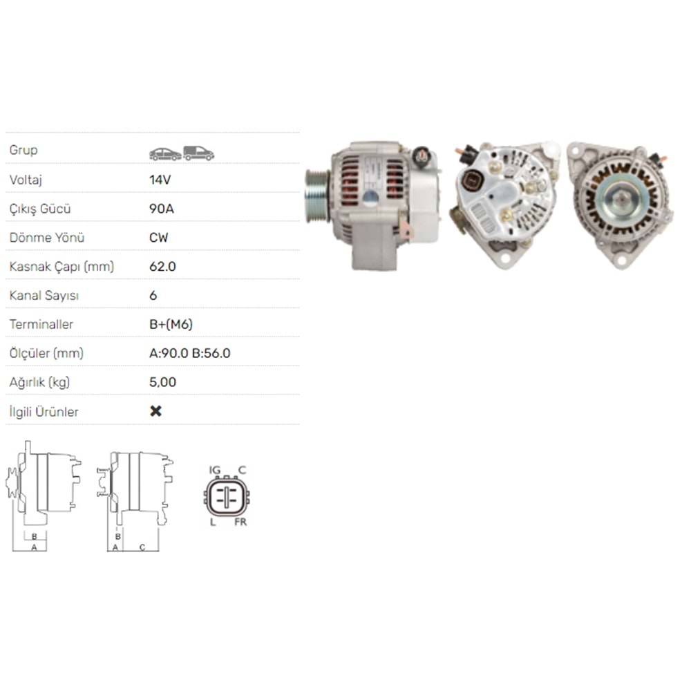 ALT DINAMO 14V 90A HONDA