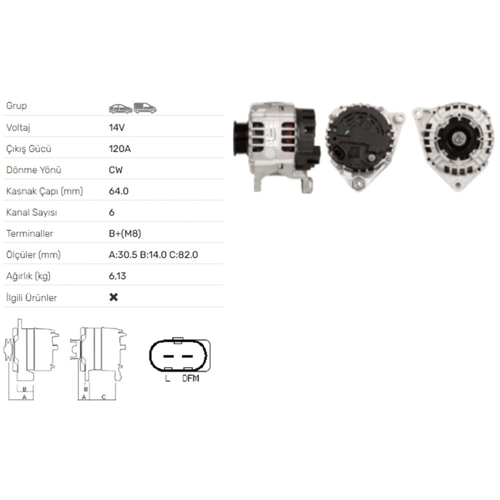 ALT DINAMO 14V 120A AUDI A4 AVANT CABRIOLET A6 AVANT A8 ALLROAD