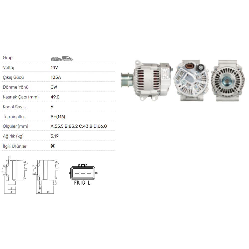 ALT DINAMO 14V 105A MINI COOPER S 02-08