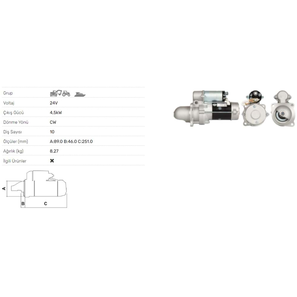 MARS MOTORU 24V 4.5KW 10 DIS CU MMINS STR-7150