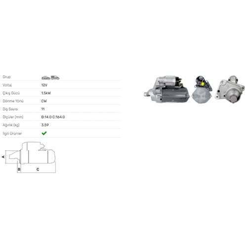 MARS MOTORU 12V 1,5KW 11 DIS CITROEN C1 C2 C3 C4 C5 XSARA PICASSO 1,6HDI