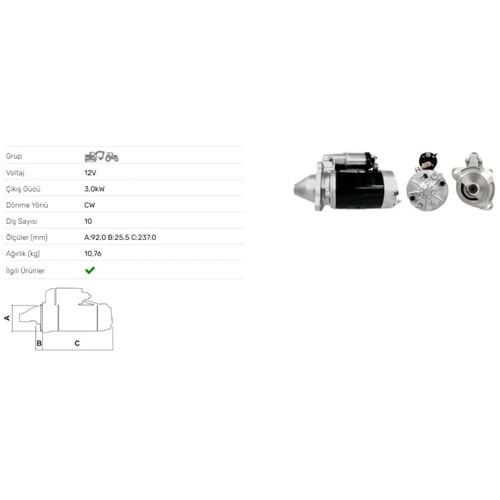 MARS MOTORU 12V 3.0KW 10 DIS IMR MOTOR USRSUS TRAKTOR KIPER