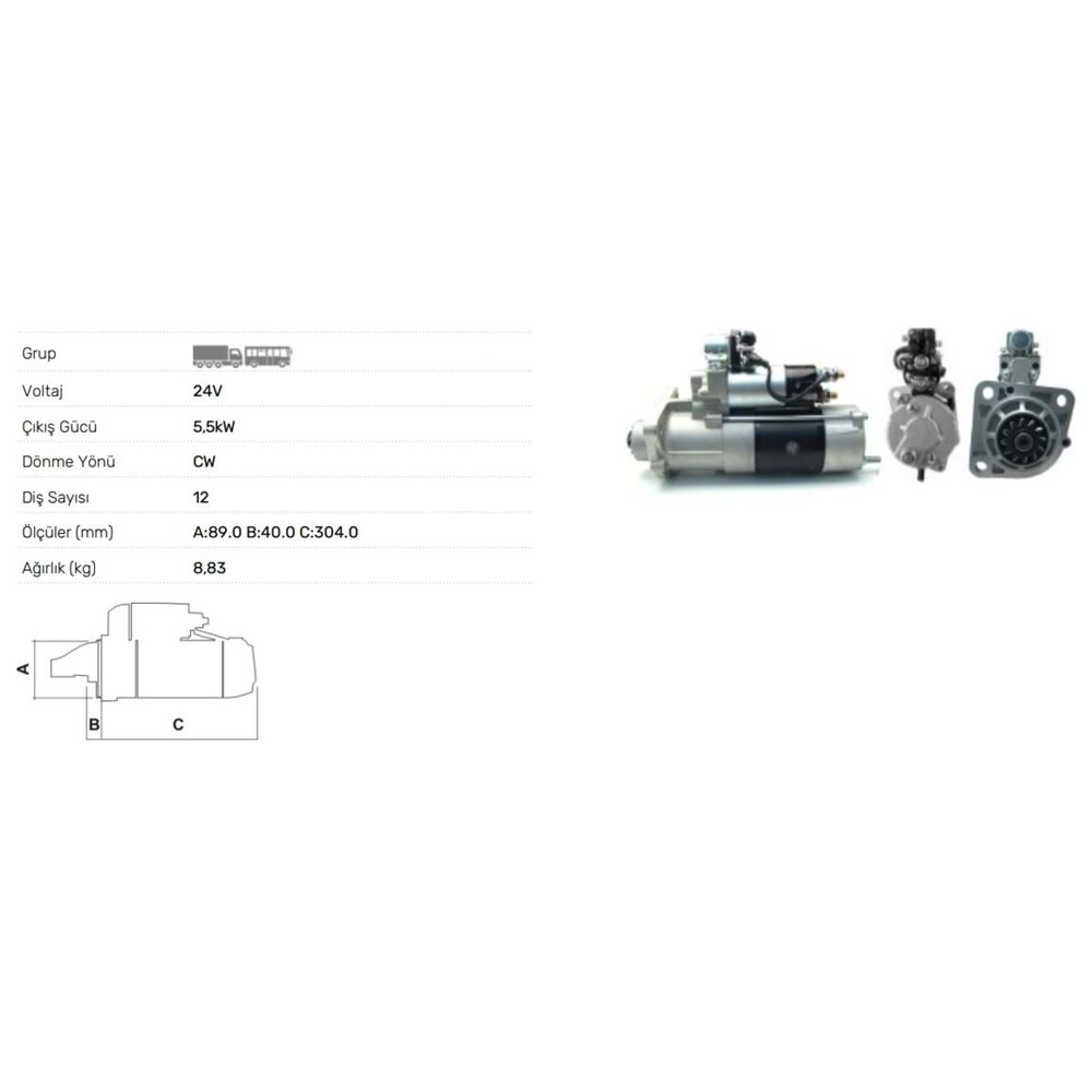 MARS MOTORU 24V 5.5KW 12 DIS