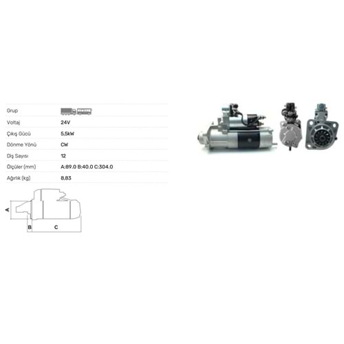 MARS MOTORU 24V 5.5KW 12 DIS