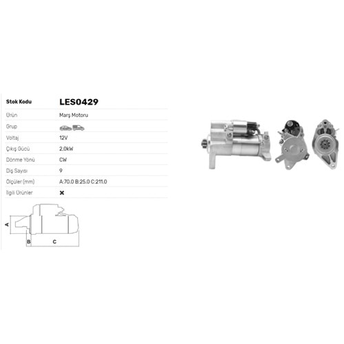 M.MOTORU 12V 2.0kW 9DİŞ LAND ROVER DISCOVERY IV 3.0 TD