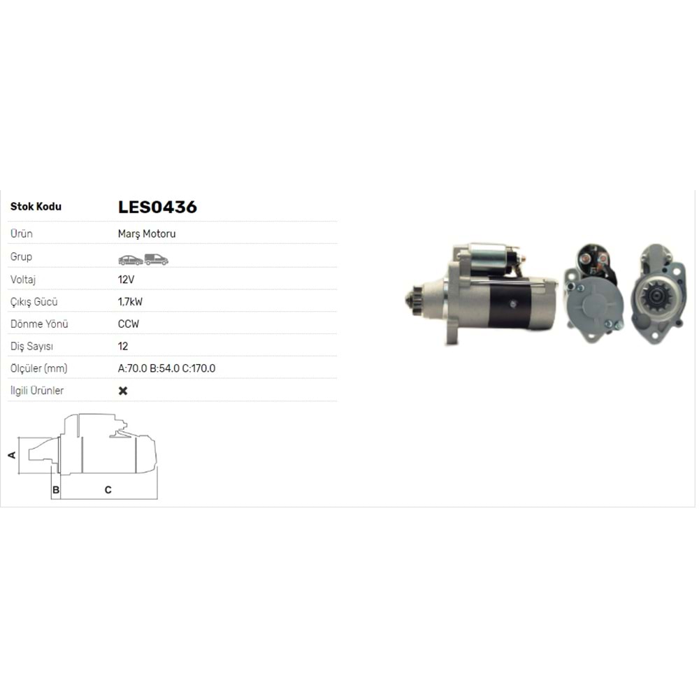 M.MOTORU 12V 1.7kW 12DİŞ NISSAN ALMERA II PRİMERA 2,2 dCi,X-TRAIL 2.2 dCi