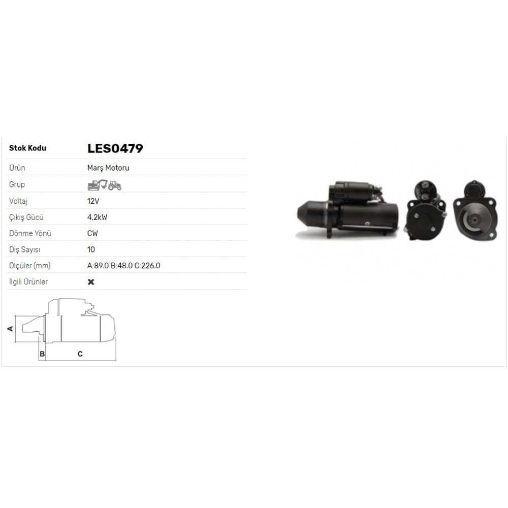 M.MOTORU 12V 3.2kW 10DİŞ FORD-CUMMINS-PERKINS- INGERSOLLRAND-JLG-BOMAG SİLİNDİR