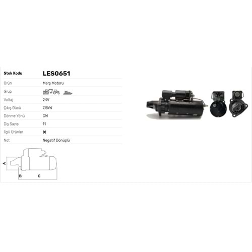 M.MOTORU 24V 7.5kW 11DİŞ CATERPILLER-FIAT-IVECO