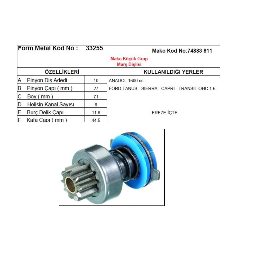 MARS DISLISI ANADOL 1600 FORD TAUNUS 811