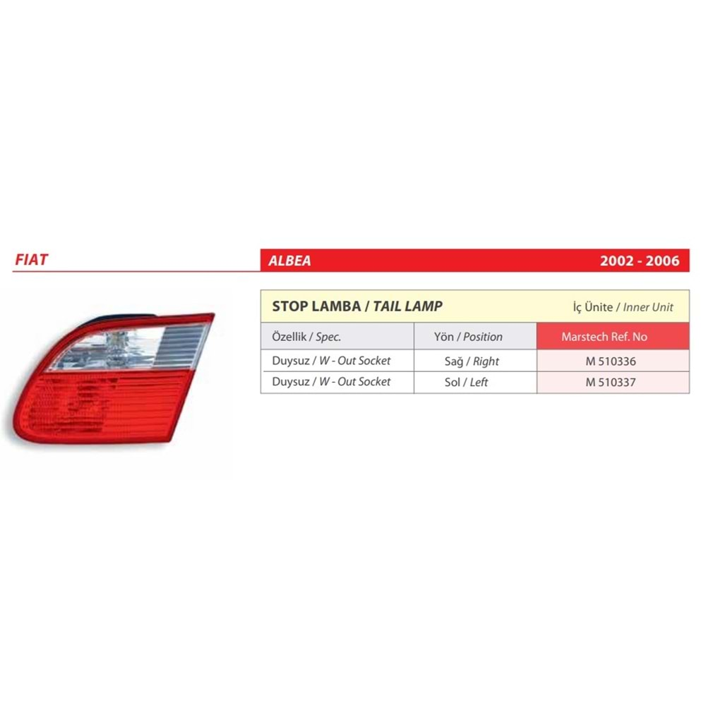 STOP LAMBA DUYSUZ IC UNITE FIAT ALBEA 02-06 SAG