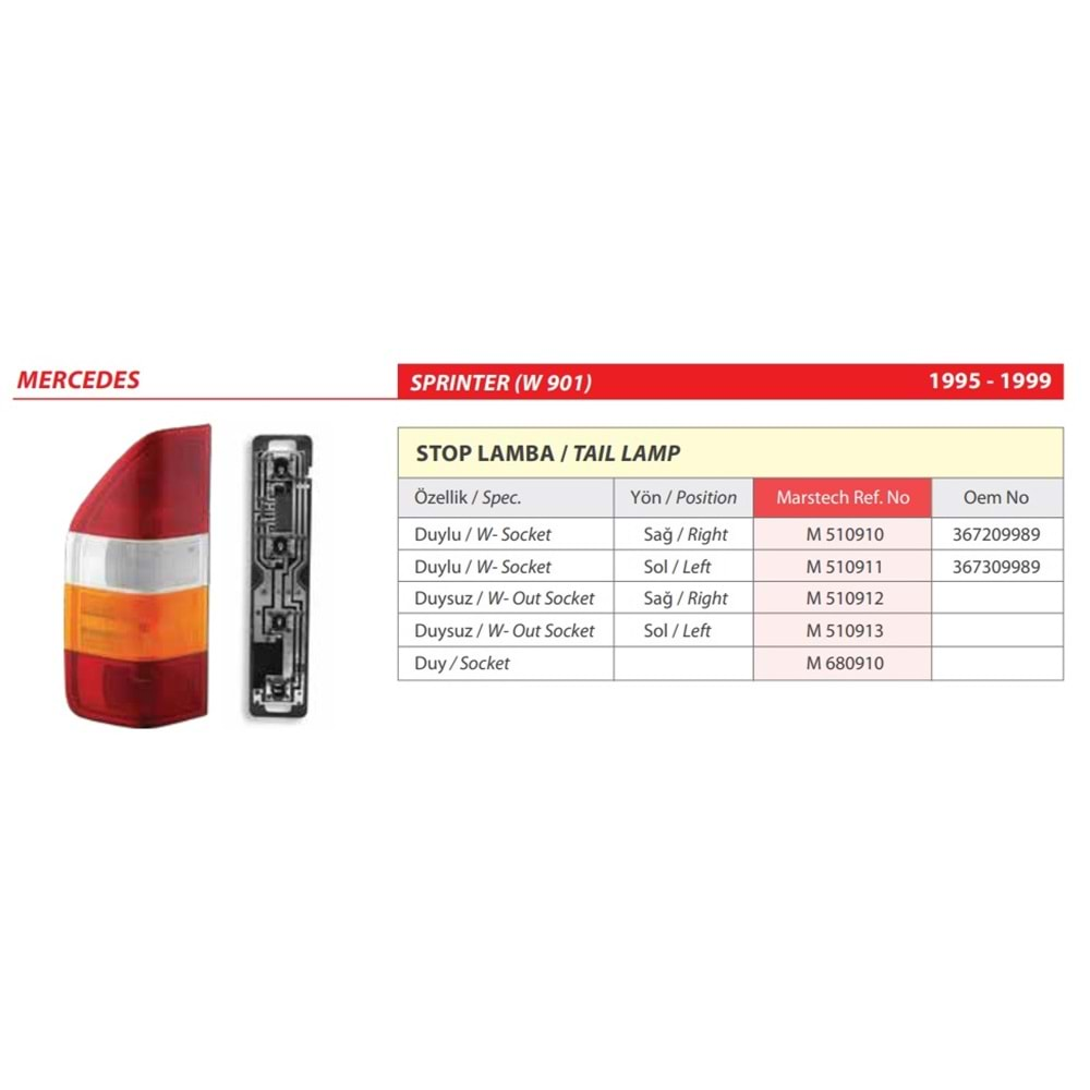 STOP LAMBA DUYSUZ M.SPRINTER 95-02> SAG