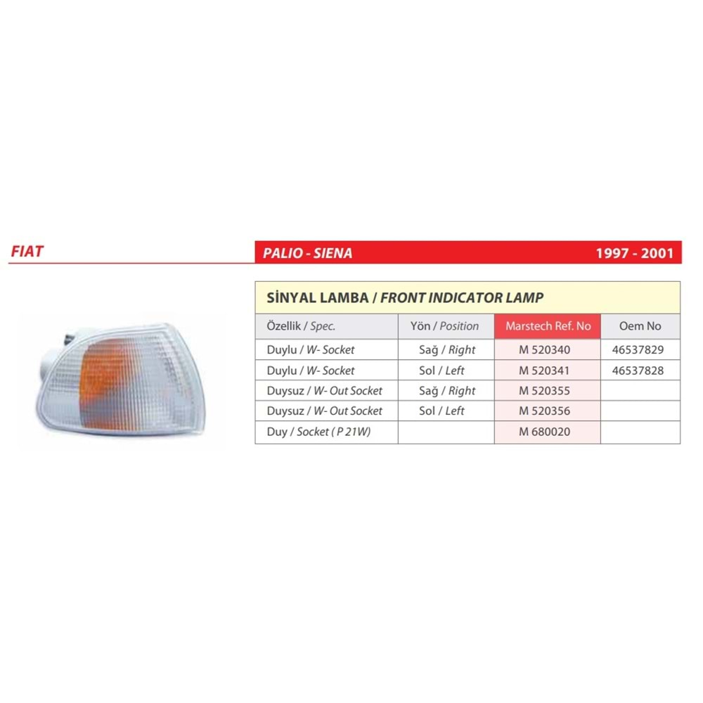 SINYAL LAMBA DUYLU FIAT PALIO 98-01 SAG