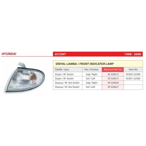 SINYAL LAMBA DUYSUZ HYUNDAI ACCENT 98-00 SAG