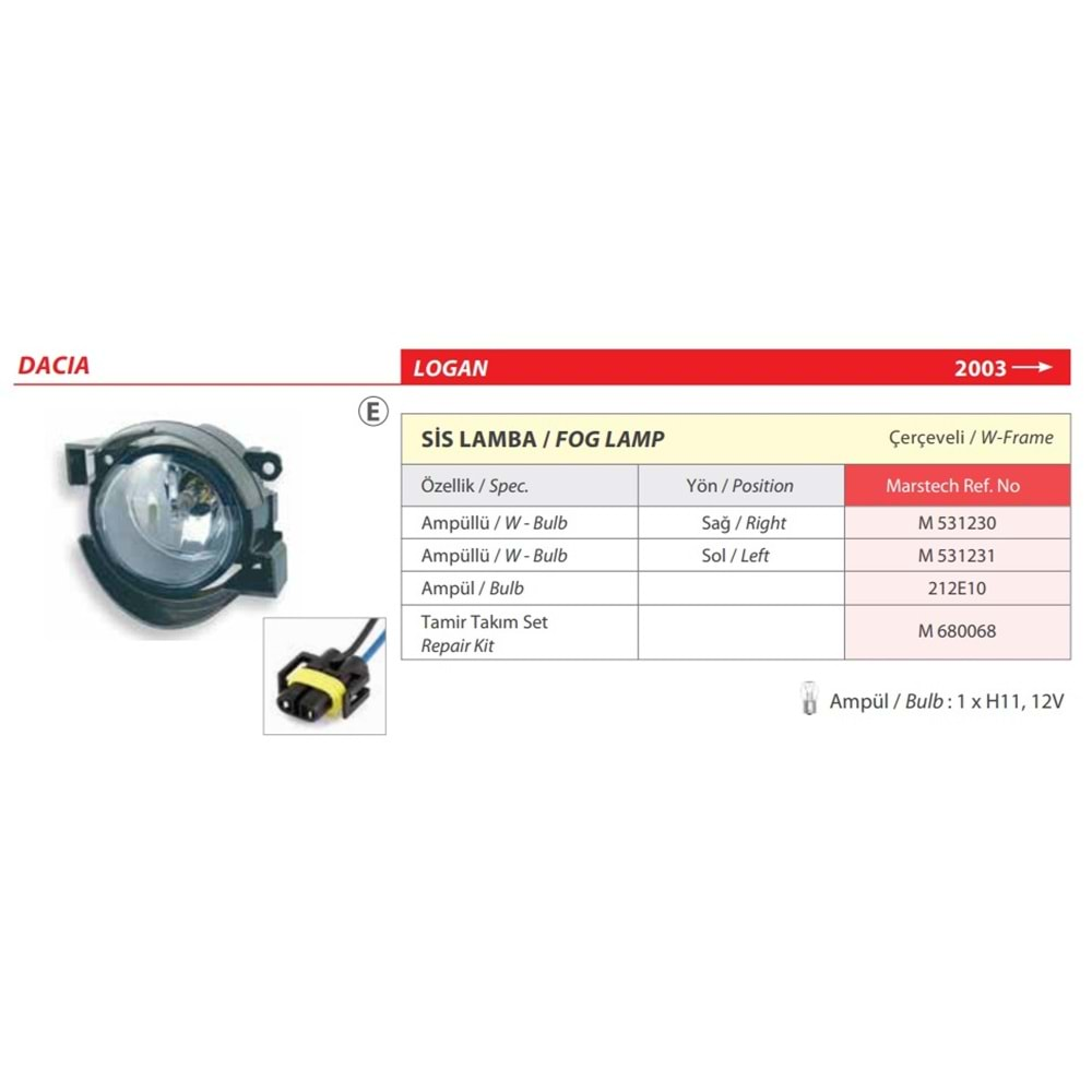 SIS LAMBA CERCEVELI DACIA LOGAN 03-08 SAG